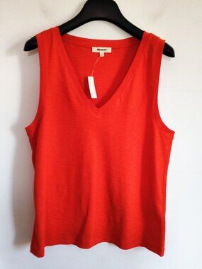 Madewell Orange V-Neck Tank Top